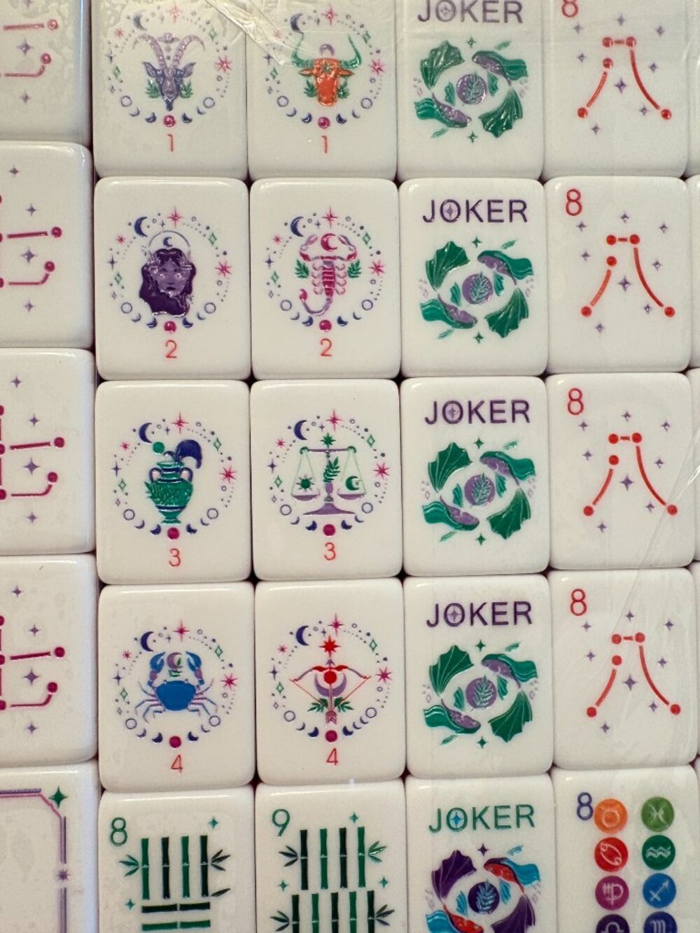 American Mahjong Set w/ Colorful Zodiac Tiles + Carrying Case NIB - Picture 4 of 4